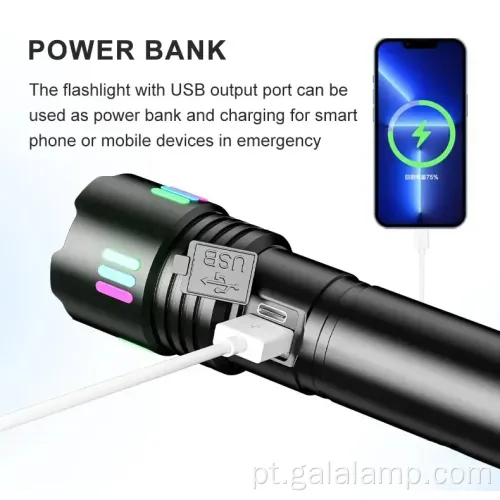 Lanterna impermeável poderosa com carregamento multifuncional